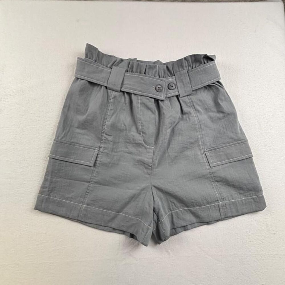 NWT Moon River Gray Linen Blend Paperbag Shorts Women’s XS Belted Utility